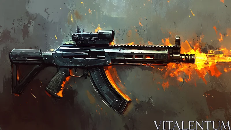 Futuristic Rifle with Blazing Fire Effect.