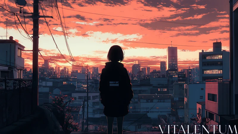 Sunset pause above the city’s glowing evening grid.