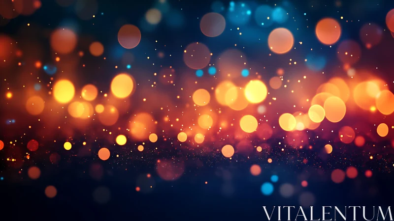 Warm golden and blue bokeh lights abstract digital background.