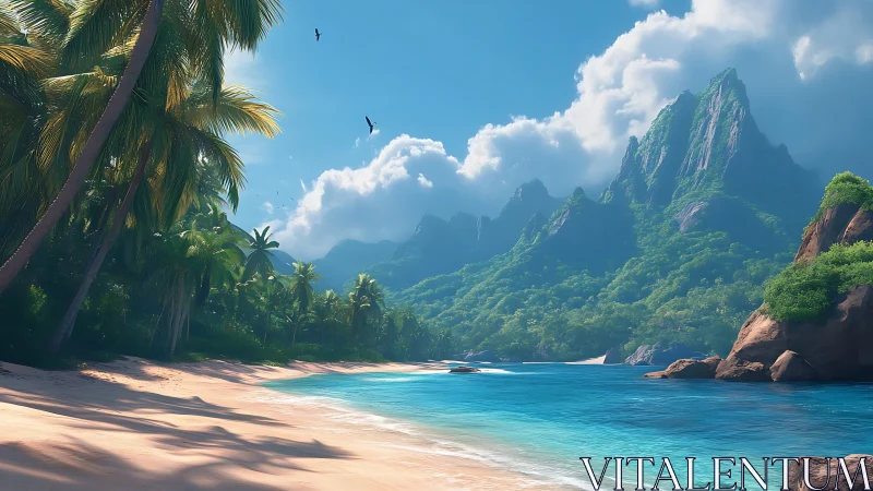 Tropical Paradise: Where Mountains Meet Pristine Waters.