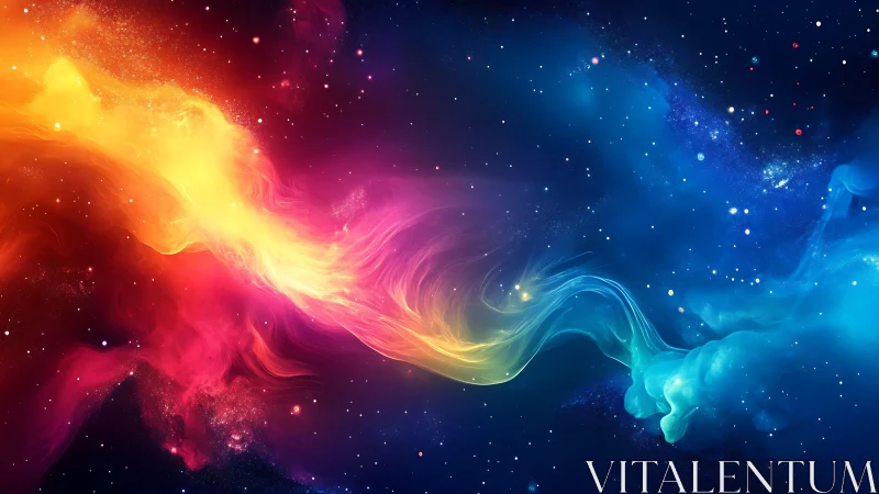 Color spectrum nebula band across deep star field space.