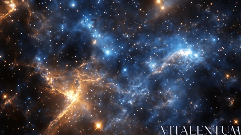 Blue nebula clouds form dense star field in deep space