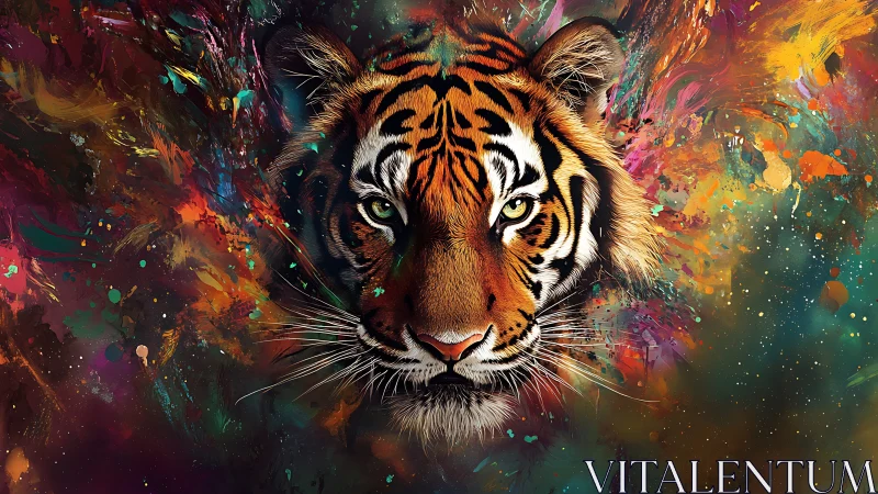 Tiger gaze carves a blazing tunnel through swirling nebulae