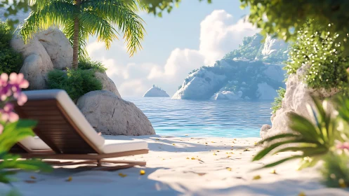 Tropical Cove with Limestone Formations and Sunbathing Platform