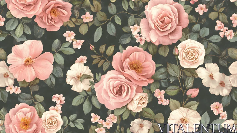 Blooming Tapestry: Roses & Daisies Dance in Emerald Garden.