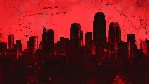 Urban skyline rises boldly against a dramatic red haze