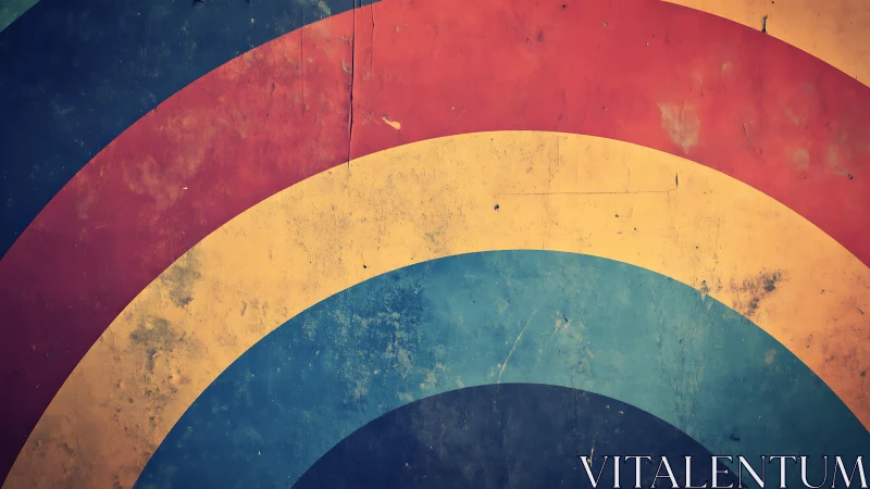 Retro rainbow arcs quietly weather the passage of time