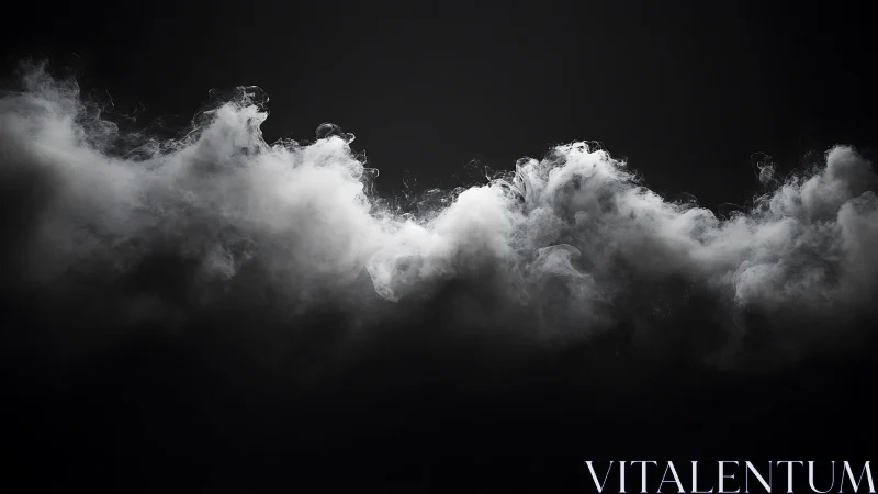 Photorealistic volumetric smoke band on deep black ground.