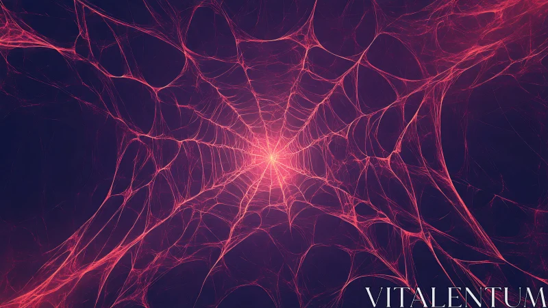 Radiant cosmic web of glowing pink threads in deep space.