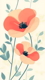 Coral Poppies Dance: Soft Florals in Peachy Bliss.