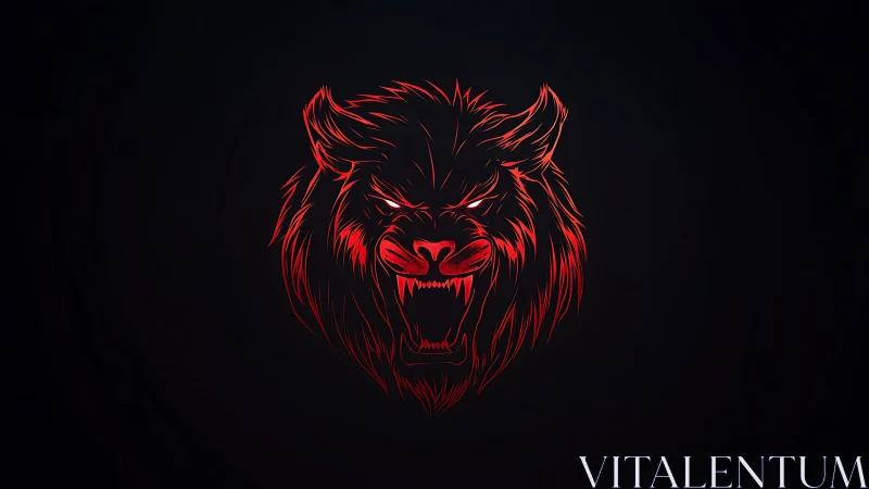 Fierce glowing wolf logo framed by bold crimson lines.