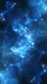 Blue nebula clouds swirl through dense starfield canvas.