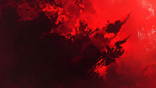 Fiery red abstraction with bold shadows and quiet tension.