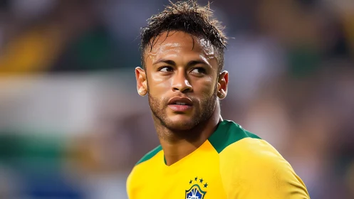 Male football player in yellow jersey during match period.