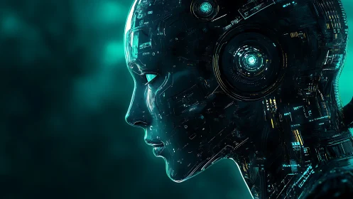 Cyberpunk profile construct with luminous neural chassis rendering.