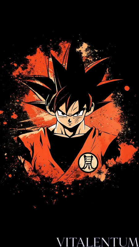 Determined anime warrior stands against bold ink splashes