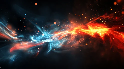 Dynamic Energy Flow: Luminous Particles Converging Across Dark Space.