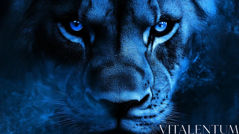 Blue-toned Feline Portrait with Luminescent Eyes