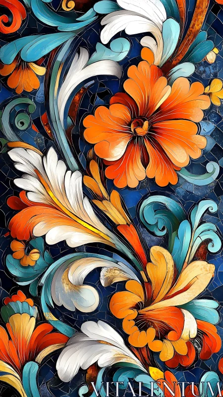 Warm orange blossoms swirling in a joyful floral dance.