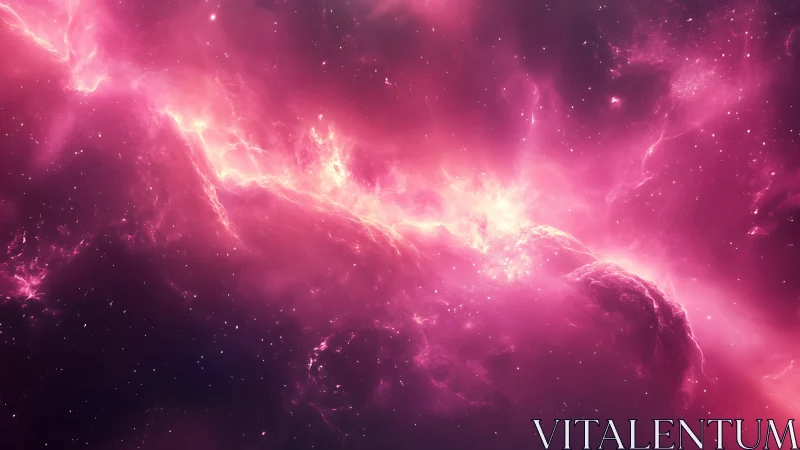 Radiant magenta nebula arcs through deep star field