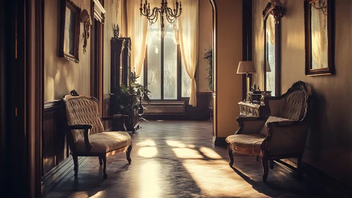 Soft morning ghosts wander through a sunlit vintage hall