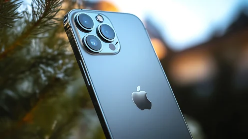 iPhone 13 Pro blue titanium device with triple camera module