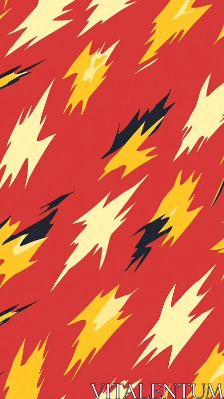 Playful lightning bursts dancing across bold red color.