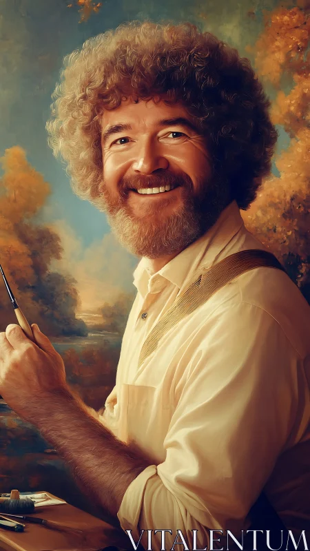 Smiling landscape painter in warm, nostalgic portraiture.