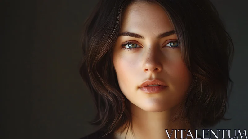 Close-up digital portrait depicts woman with neutral gaze