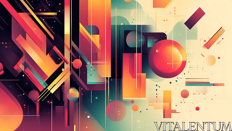 Geometric abstraction with gradients and intersecting forms.