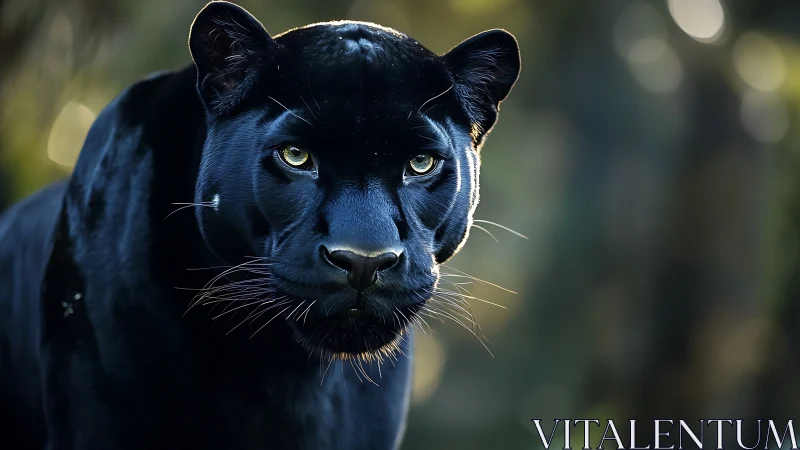 Black Panther Portrait: Intense Golden Eyes in Shadow.