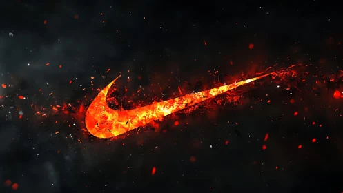 Fiery Nike Swoosh Ignites with Dynamic Flame Energy