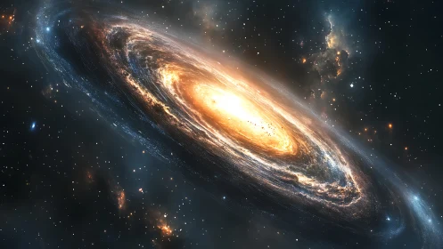 Spiral galaxy with luminous core in deep star field.