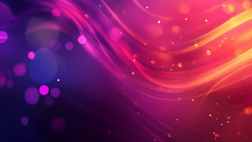 Neon light waves sweep through vibrant purple gradient space