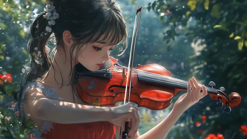 Summer garden violinist weaving sunlight into quiet song.