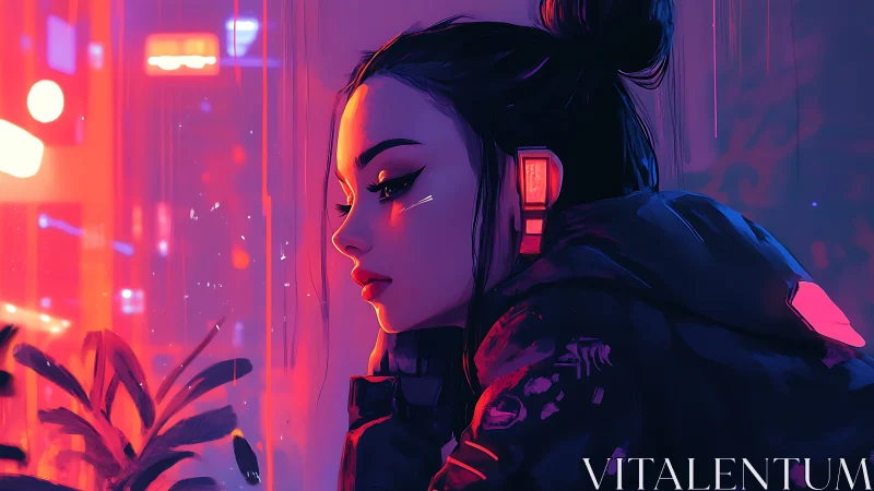 Cyberpunk portrait isolates neon-lit profile with reflective surfaces