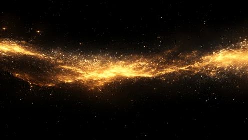 Golden stellar stream extends horizontally across dark space