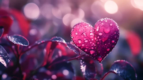 Jeweled Heart in Rain: Nature's Glittering Love Letter.