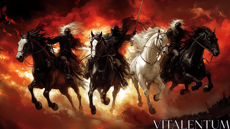 Riders through the burning sky, storm-chasing on wild steeds.