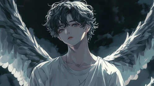 Nocturnal seraph youth under diffused rim lighting study.