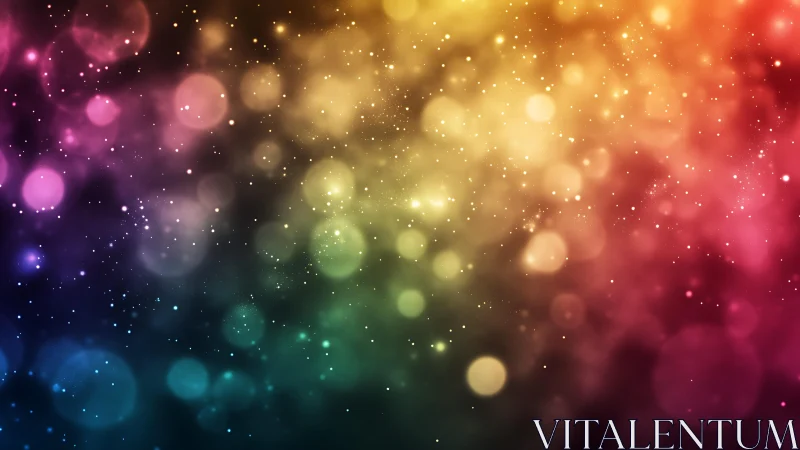 Vibrant multicolor bokeh lights abstract background, dreamy style.