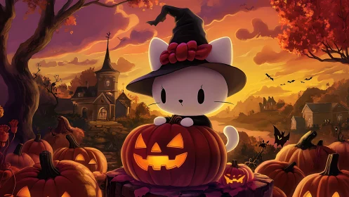 Hello Kitty Celebrates Halloween in Pumpkin Patch.