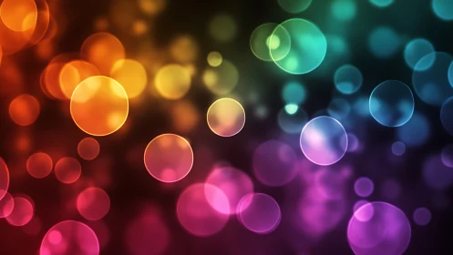 Glowing multicolor bokeh orbs drift across a dark canvas