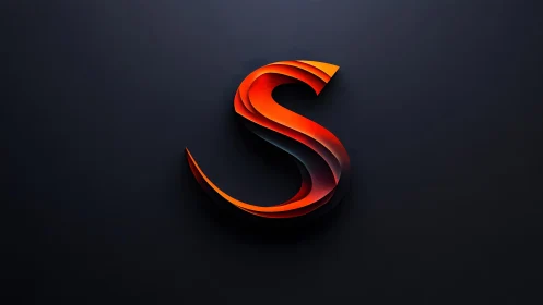 Vibrant 3D Letter S in Gradient Red on Dark Minimalist Background.