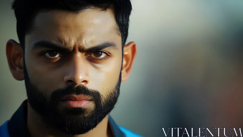 Intense male portrait captured with shallow depth of field