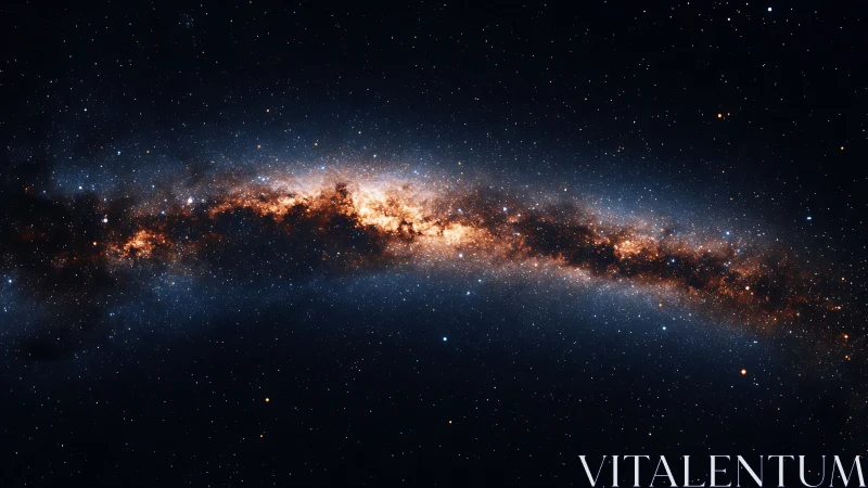 Galactic stellar disk with dense dust lane and starfield band.