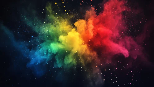 Chromatic nebula cloud in radial dispersion composition.