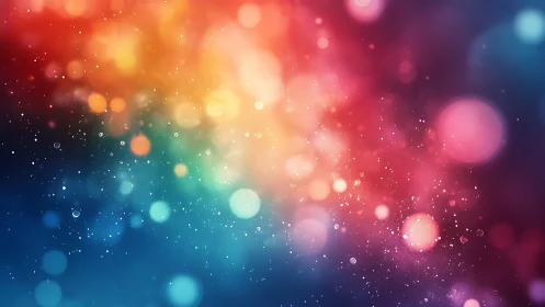 Defocused bokeh particle field spans full-spectrum radial gradient