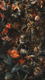 Dark Floral Maximalism: Butterflies and Baroque Botanical Abundance.