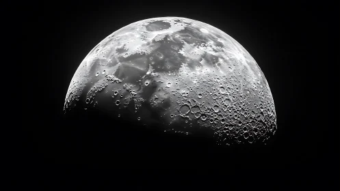 High-contrast lunar terminator revealing cratered southern hemisphere